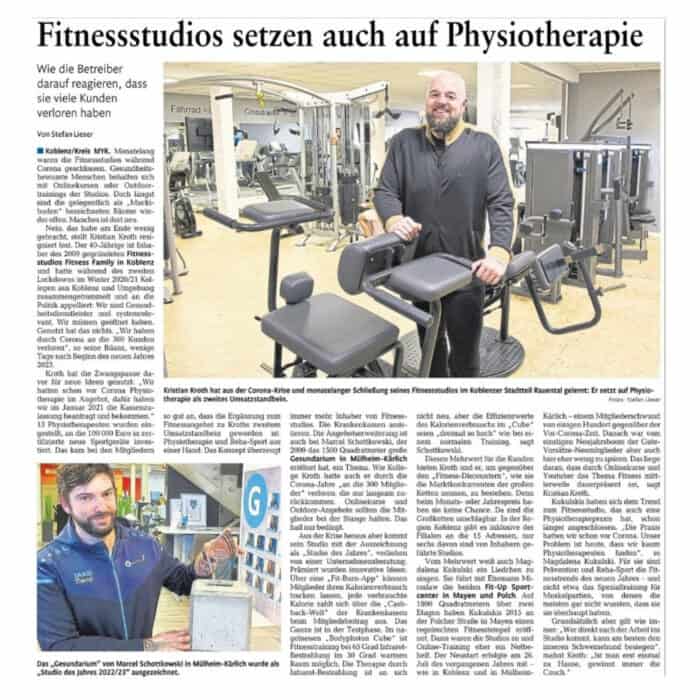 rz fitnessstudios setzen auch auf physiotherapie